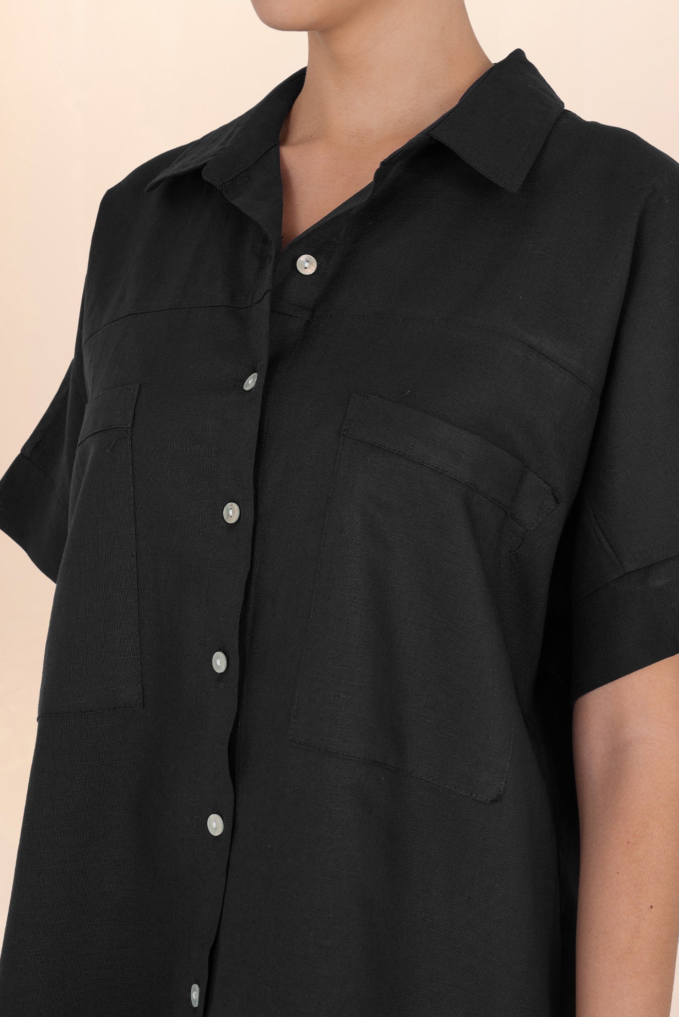 Camisa Larga de Lino Negro - Image 5