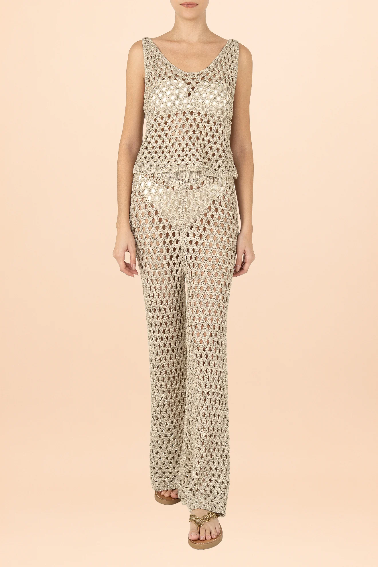 Pantalón Calado Do Reis Beige - Image 3