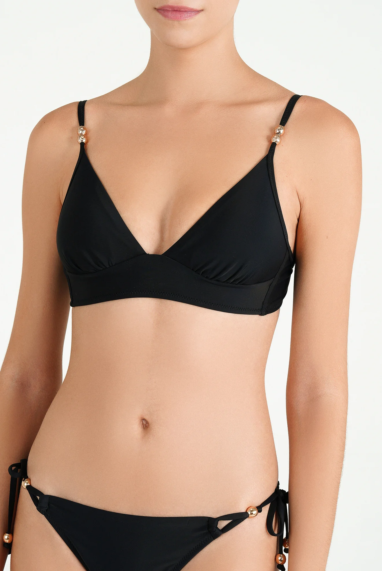 Top Triángulo Faja Detalles Metálicos Negro - Image 2